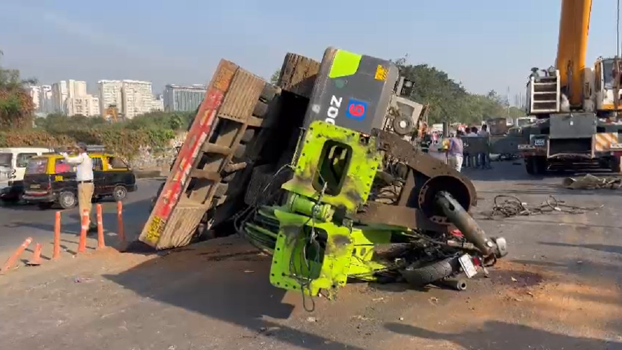 Biker injured after crane collapses on Eastern Express Highway in Vikhroli