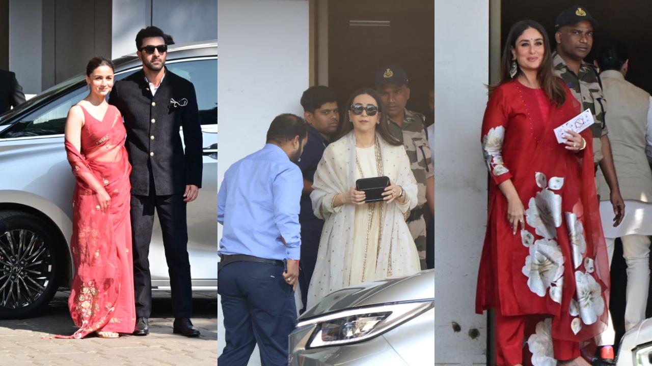 Alia Bhatt, Ranbir Kapoor, Karisma & Kareena. Pic/Yogen Shah