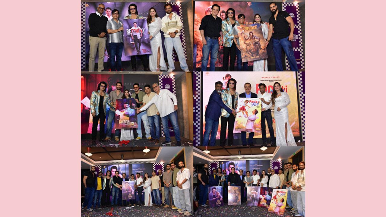 Producer Manju Bharti unveiled Five Films in the presence of Mukesh J. Bharti Freddy Daruwala Rajneesh Duggal and Pramod Pathak