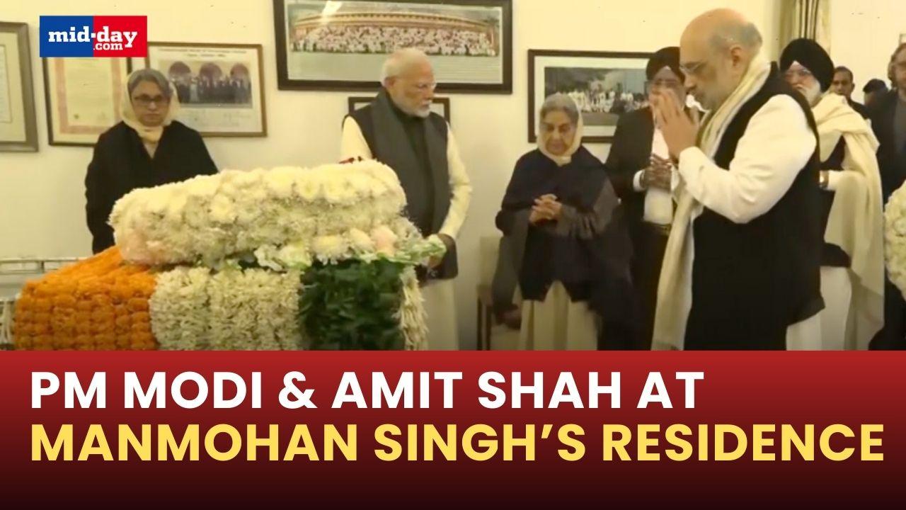 Manmohan Singh Demise: PM Modi and Amit Shah reach Singh’s home to pay tribute