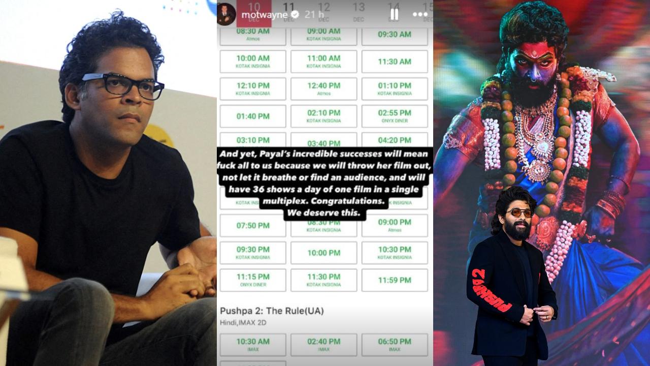 Vikramaditya Motwane calls out Allu Arjun's Pushpa 2 for having 36 shows a day