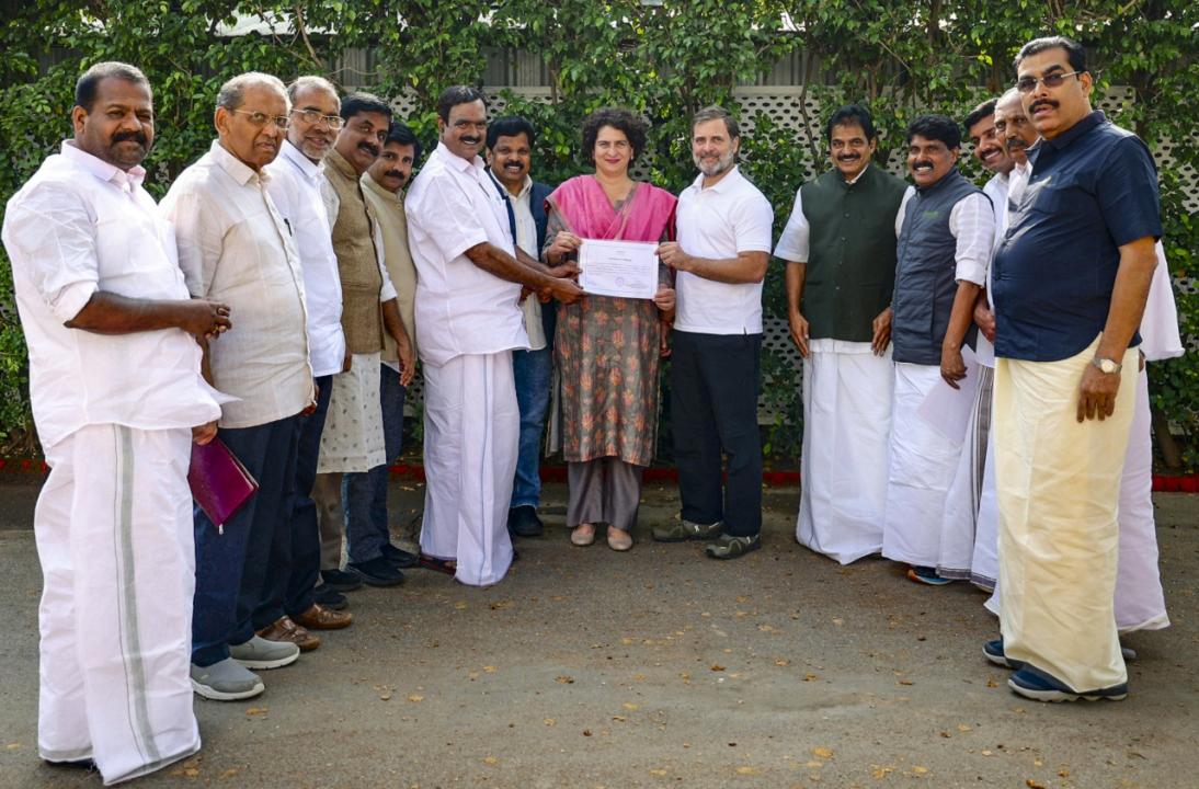 In Photos: Wayanad Cong leaders hand over poll certificate to Priyanka Gandhi