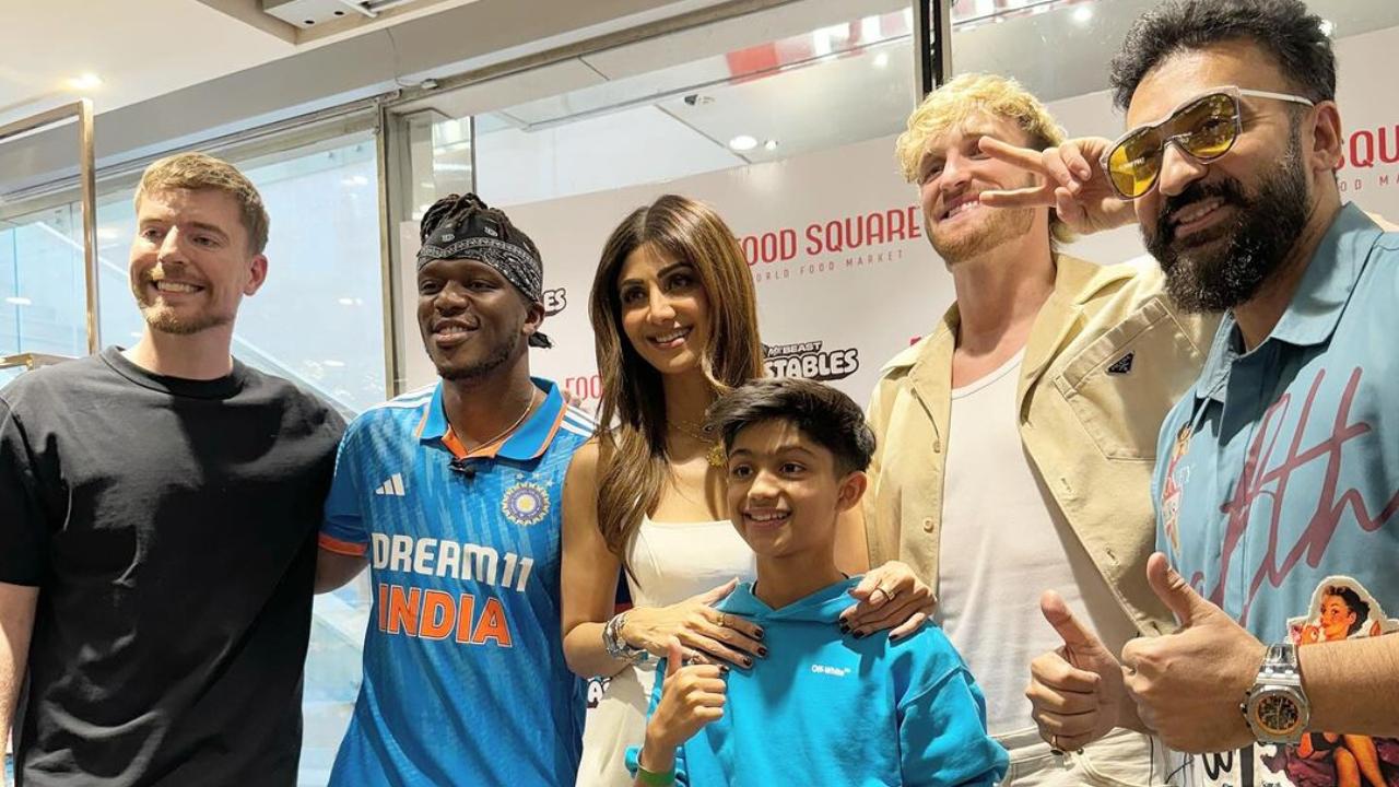 Shilpa Shetty meets Mr Beast & Logan Paul with husband Raj Kundra, see pics