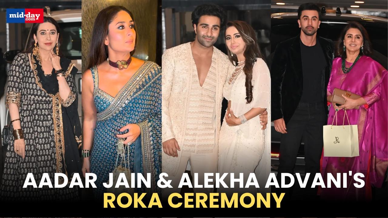 Kareena Kapoor, Ranbir Kapoor, & Karisma Kapoor at cousin Aadar Jain's Roka