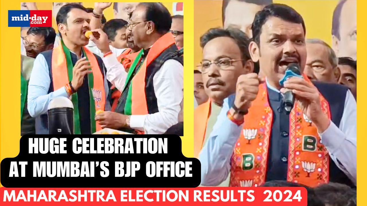 Maharashtra Election Result 2024: Huge celebration at BJP office in Mumbai