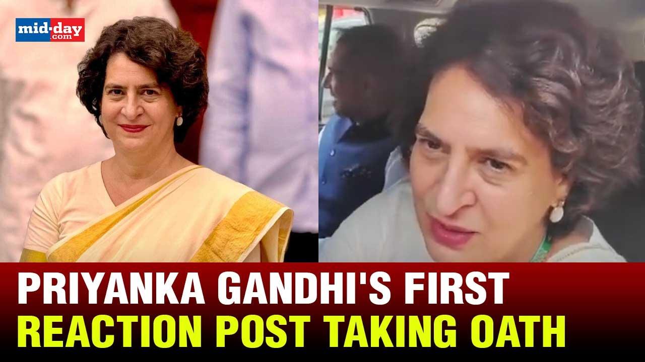 Priyanka Gandhi's first reaction after taking oath - Watch video