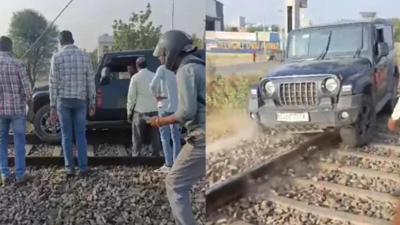 Man drives Thar on railway tracks in Jaipur; loco pilot spots car in time