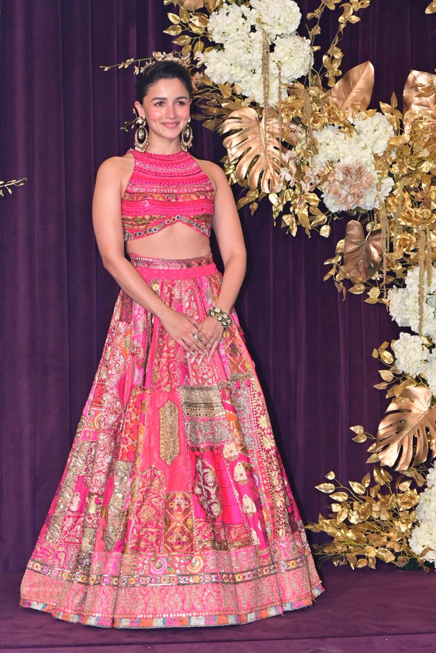 Alia Bhatt looked stunning in a pink lehenga, which, to note, she has repurposed. Yes, it is the same lehenga she wore for her mehendi ceremony during her wedding