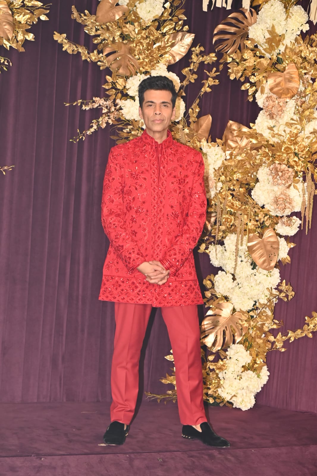 Karan Johar looked stunning in the red outfit he wore for his close friend Manish Malhotra's Diwali bash