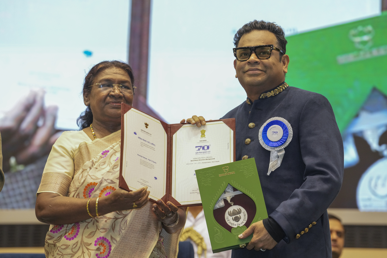 Music maestro AR Rahman bagged his seventh National Film Award as he received the Best Music Director (Background music) award for his work in Mani Ratnam's 'Ponniyin Selvan: I'.