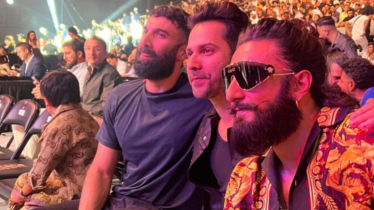 Ranveer Singh, Varun, and Aditya at UFC in Abu Dhabi