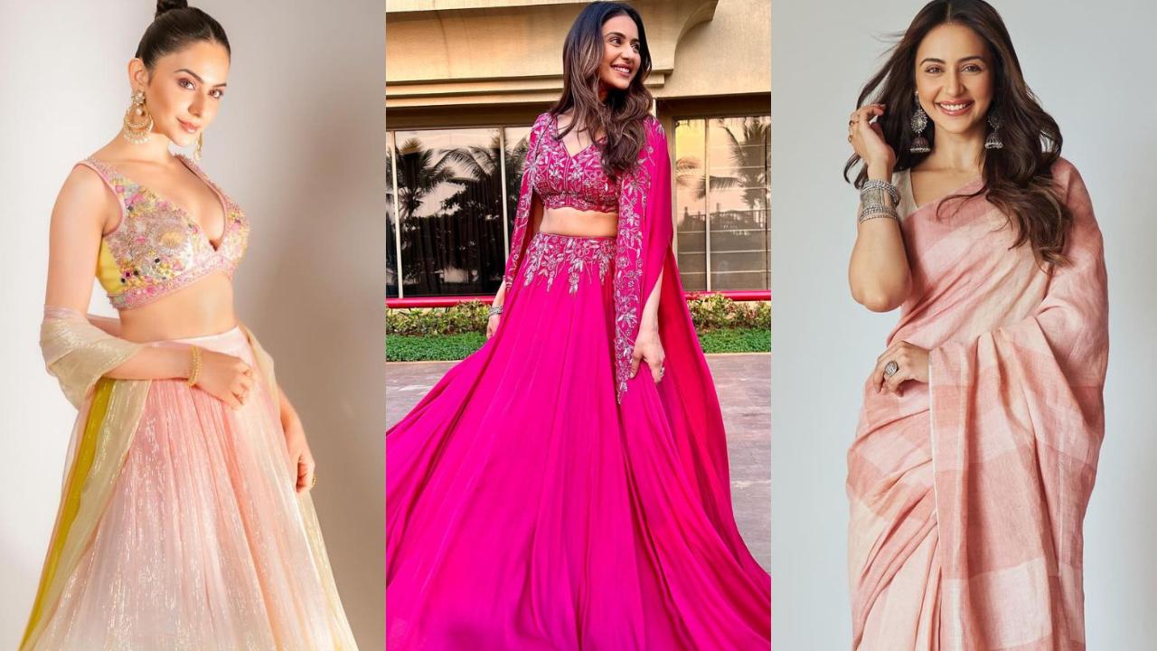 Navratri Day 8 Pink: Rakul Preet Singh looks to slay- from lehenga to saree!