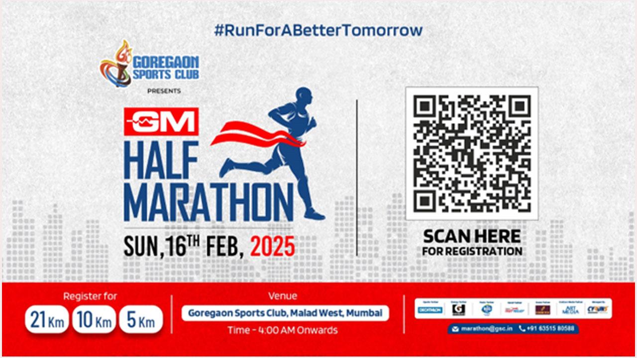 Goregaon Sports Club Presents 3rd Edition of GM Half Marathon on 16th February, 2025